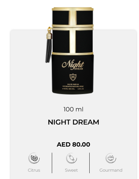 NIGHT DREAM  (100ml) Warm • Sweet • Woody • Sensual-perfect for evening wear and special occasions.